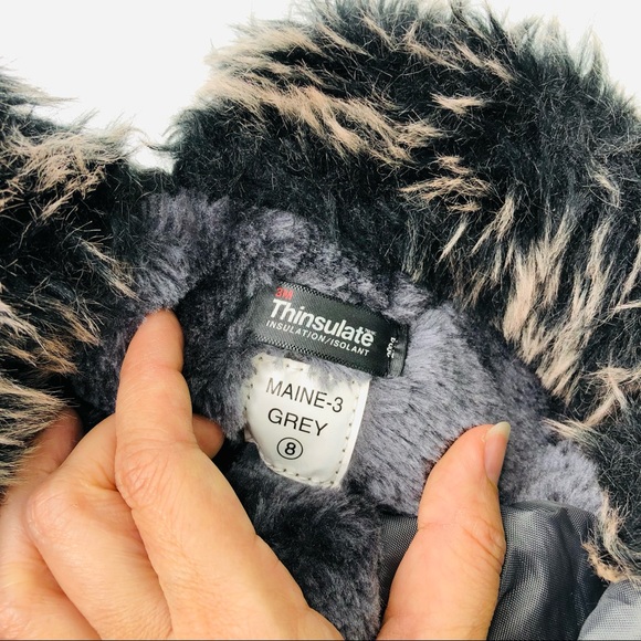 3M Thinsulate MAINE-3 Grey Size US 9.5 Fleece Fur Boots Front Lace up side Zip - Picture 6 of 8